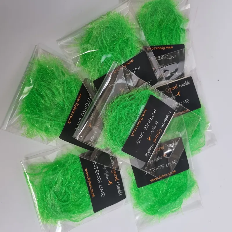 Flybox Medium Crystal Hackle in Intense Lime-1